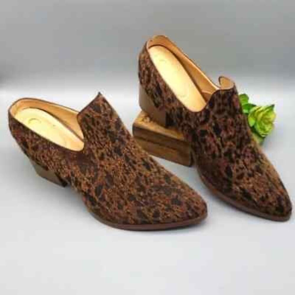 Comfort Cheetah Print Chunky Heel Open Back Shoes Size 7